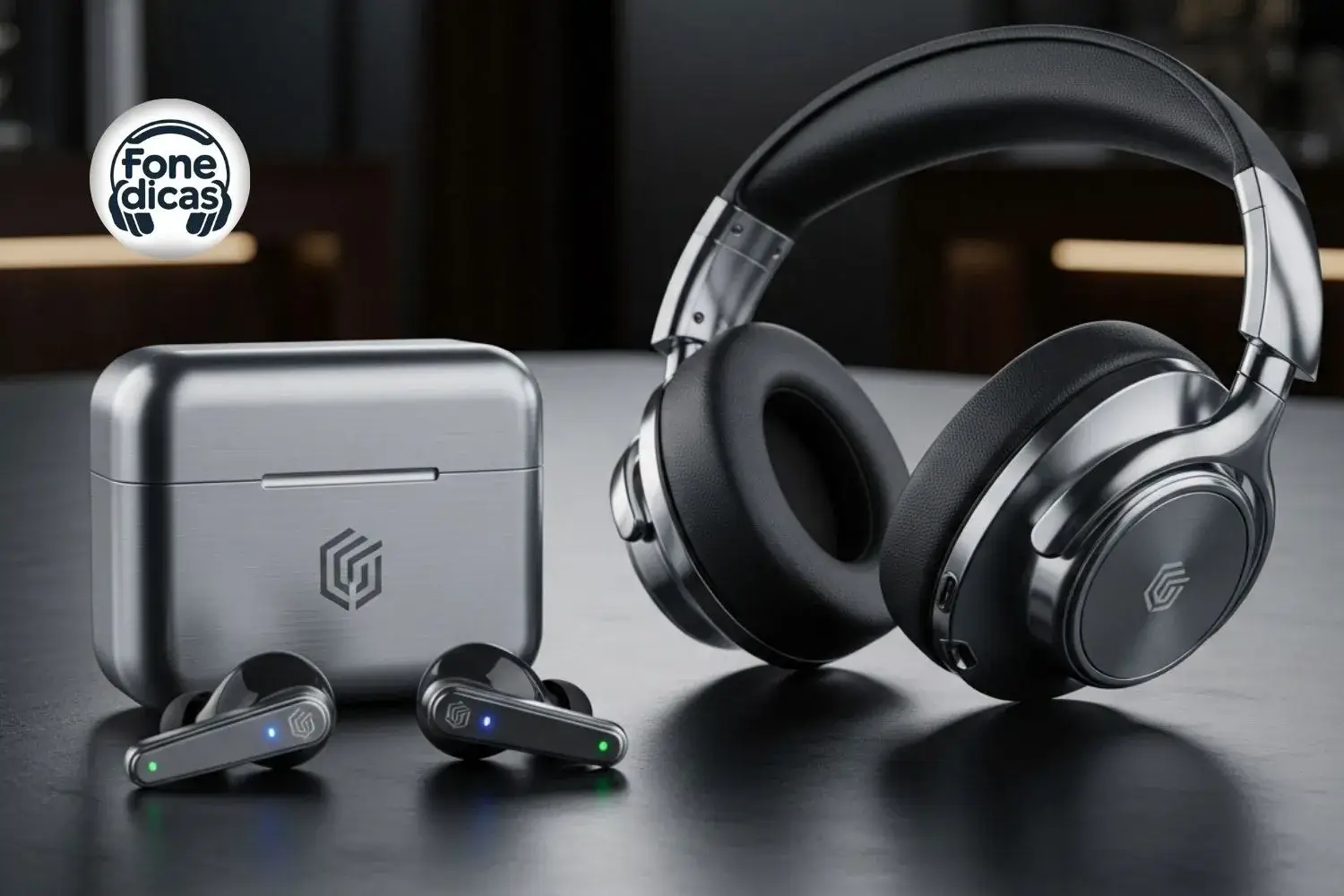 Experiência sonora com fones de ouvido e assistente de voz integrado